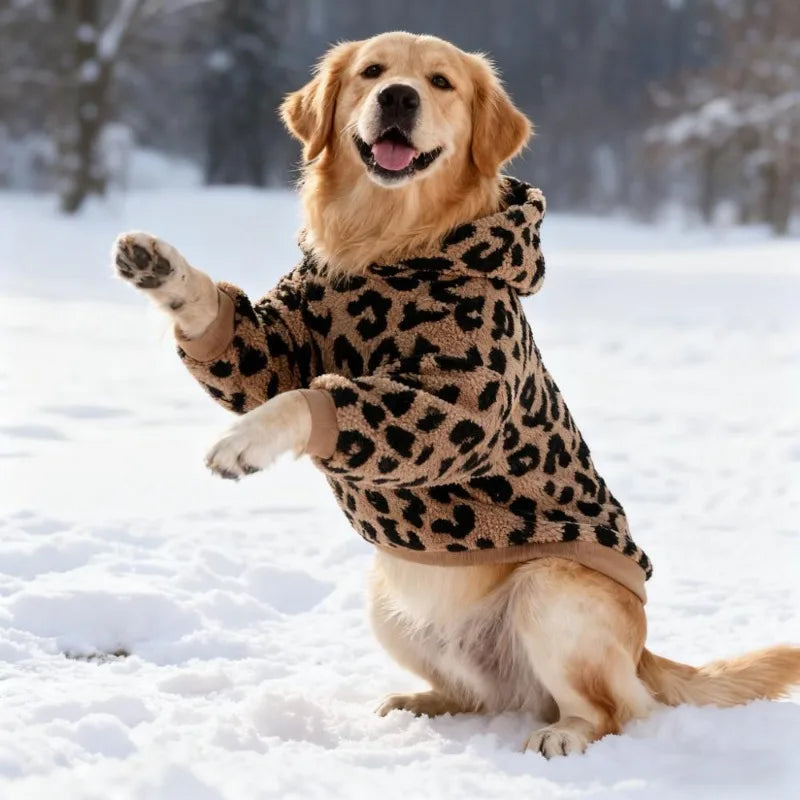 Cosy Leopard Print Dog Hoodie