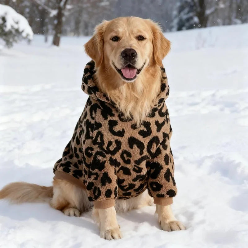 Cosy Leopard Print Dog Hoodie
